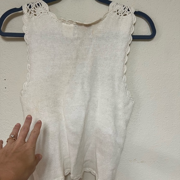 Crochet Lace Cream Top juniors  14-16 L - Picture 5 of 5